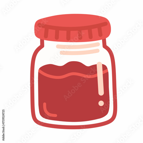 Jam Jar in Flat Style for Breakfast and Food Illustration