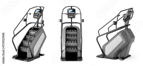 Stair climbing machine for indoor gym, exercise sport concept. Isolated on white background . 3D render