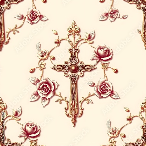 vintage floral background with cross