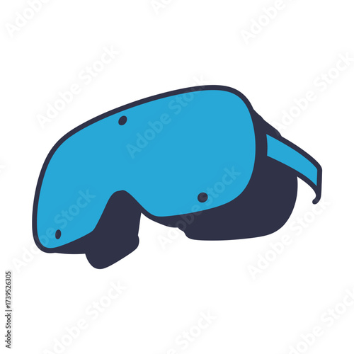 Illustration of blue virtual reality headset isolated on white background