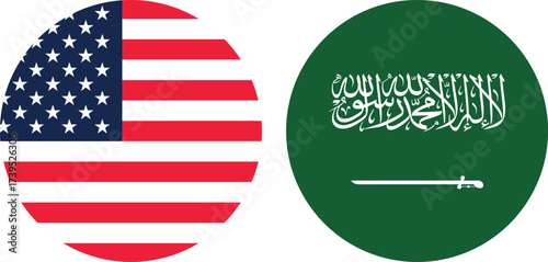 America and Saudi Arabia Circular Flag