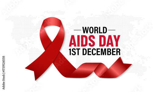 Celebration of World AIDS Day of awareness, honor, support, prevention, and treatment of HIV/AIDS is held on December 1. A concept for healthcare and medicine. Design for cards, prints, social media .