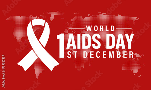 Celebration of World AIDS Day of awareness, honor, support, prevention, and treatment of HIV/AIDS is held on December 1. A concept for healthcare and medicine. Design for cards, prints, social media .