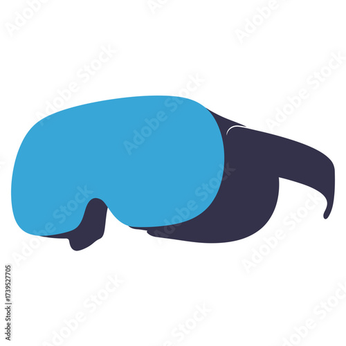 A pair of blue virtual reality goggles isolated on white background