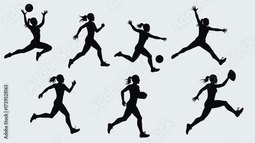 Dynamic Female Athletes Silhouettes: Diverse Sports Actions