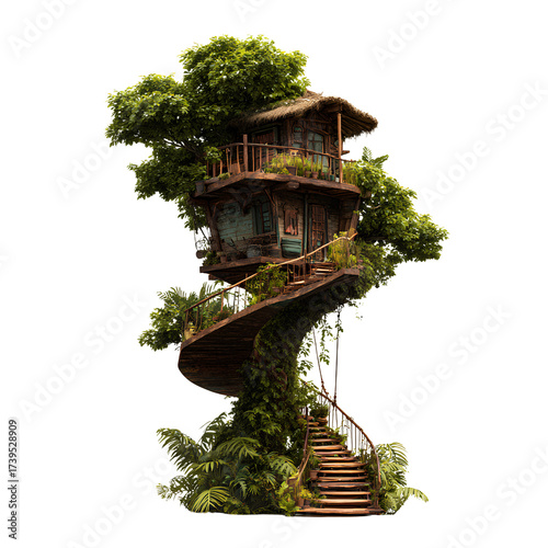 Rustic Wooden Treehouse Retreat Among Lush Canopy