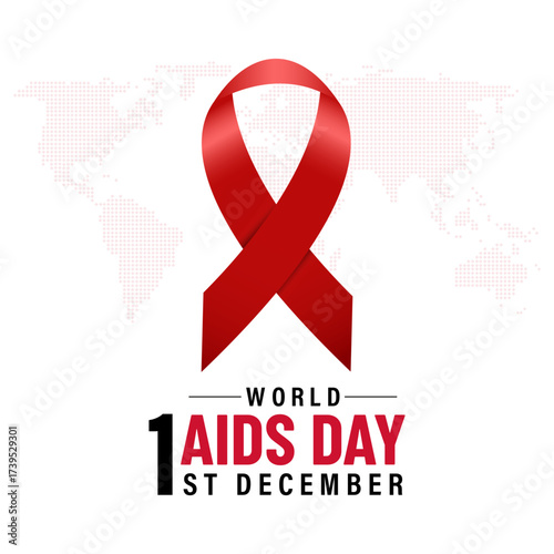 Celebration of World AIDS Day of awareness, honor, support, prevention, and treatment of HIV/AIDS is held on December 1. A concept for healthcare and medicine. Design for cards, prints, social media .
