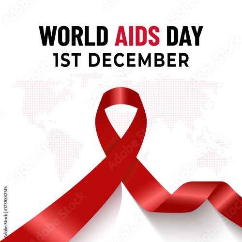 Celebration of World AIDS Day of awareness, honor, support, prevention, and treatment of HIV/AIDS is held on December 1. A concept for healthcare and medicine. Design for cards, prints, social media .