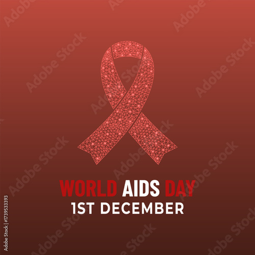 Celebration of World AIDS Day of awareness, honor, support, prevention, and treatment of HIV/AIDS is held on December 1. A concept for healthcare and medicine. Design for cards, prints, social media .