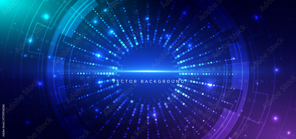Obraz premium Futuristic digital data technology Background with square pattern element glowing.
