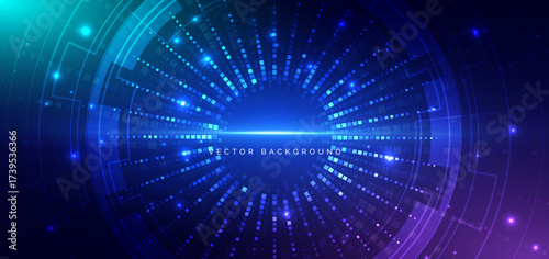 Futuristic digital data technology Background with square pattern element glowing.