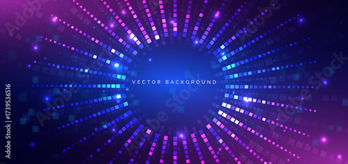 Digital data technology Background with square pattern element glowing.
