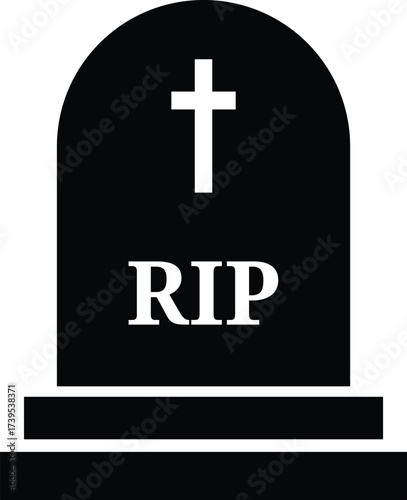 Halloween icon with cross for the dead flat