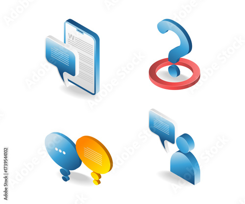 A bundle of illustrations themed social media conversation questions