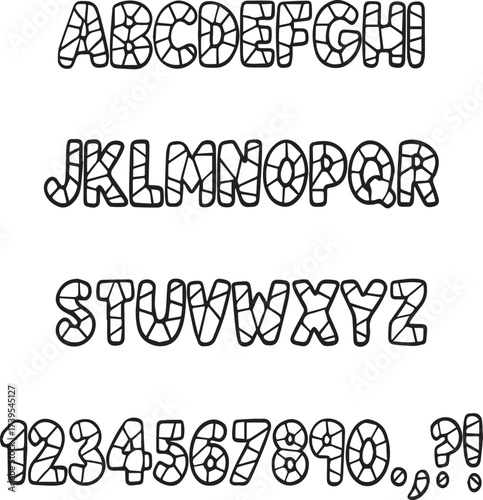 Mosaic Glass Alphabet Lettering ABC Text Font