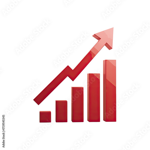A 3D-rendered graphic of a rising red arrow overlaid on rising red bar graph elements Free Download A 3D-rendered graphic of a rising red arrow overlaid on rising red bar graph elements - GFXLoad