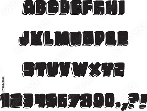 Wacky Cartoon Crazy Alphabet Lettering ABC Text Font Block Style