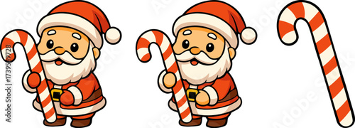 Festive santa celebrating the holidays candy cane wonderland cartoon collection joyful environment whimsical viewpoint