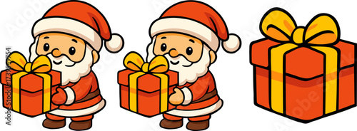 Festive santa claus delivering presents cozy winter wonderland cute cartoon art joyful holiday spirit cheerful viewpoint whimsical concept