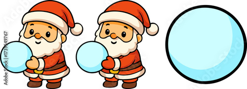 Cute holiday cartoon santa collection set fun winter environment playful illustrations joyful viewpoint for festive cheer
