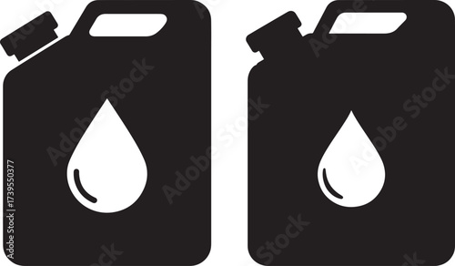 Two black fuel canister silhouettes with water drop icon
