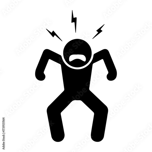 angry furious man screaming clip art icon symbol, emotional stress, psychological problems, negative emotion, isolated vector 
illustration
