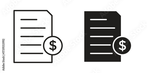 Invoice payment icon outline illustration sign