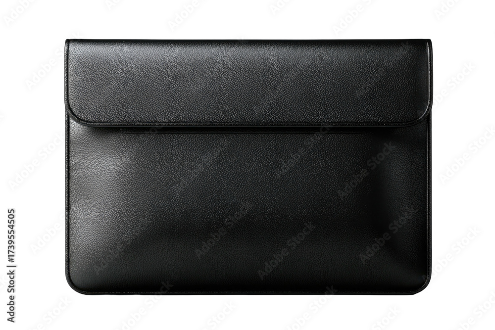 Fototapeta premium Sleek, black, rectangular case with a top flap, showcasing texture and minimalist design