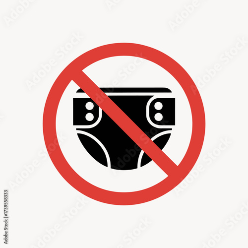 Vector art of no diaper sign, prohibition of nappy usage