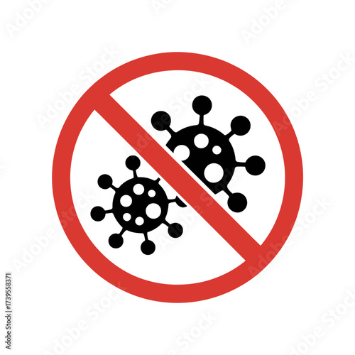 Vector art of no virus sign, coronavirus stop symbol