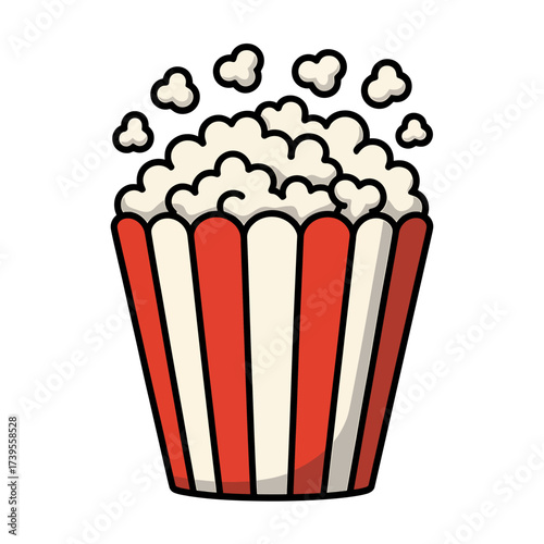 Vector art of popcorn in a striped box, a delicious snack