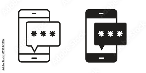 Otp sms password icon outline illustration sign