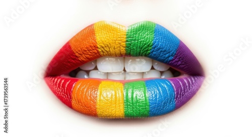 Rainbow Colored Lips Creative Beauty Expression LGBTQ Pride and Celebration