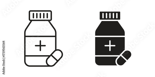 Pill bottle icon outline illustration sign