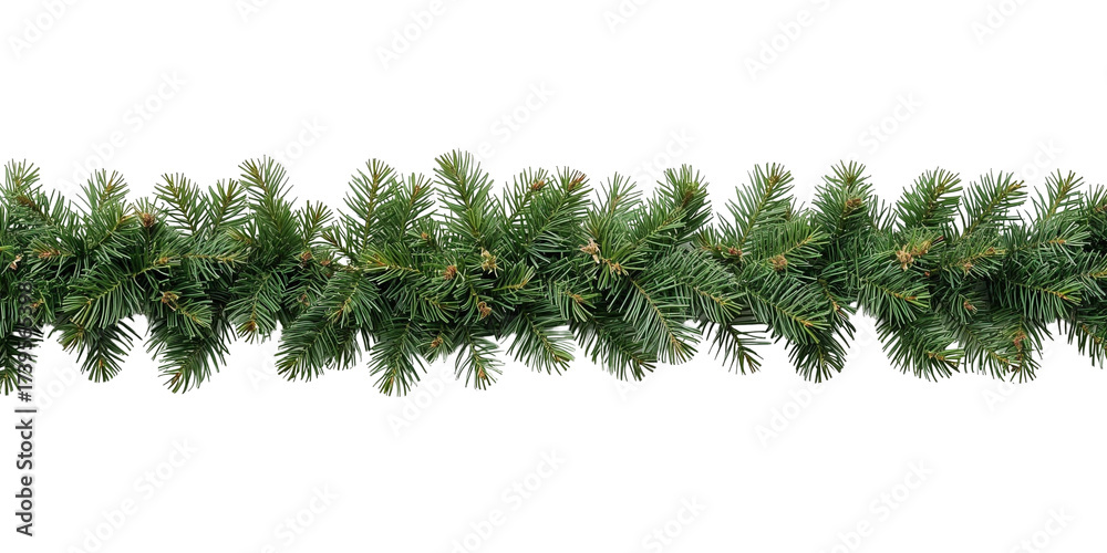 Fototapeta premium Christmas tree garland in the middle isolated on transparent or white background, png
