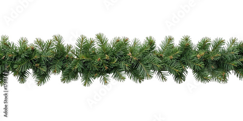 Christmas tree garland in the middle isolated on transparent or white background, png