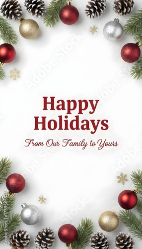 Clean, minimalistic banner with “Happy Holidays” text on a white background. Bright, festive design with subtle holiday accents, cheerful and modern seasonal vibe.
