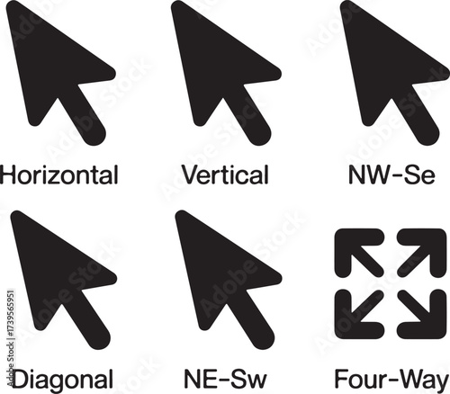 Cursor icons directional arrows horizontal