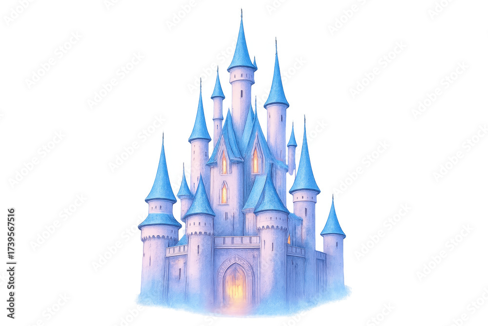 Fototapeta premium Fantasy fairytale castle with magical glowing windows