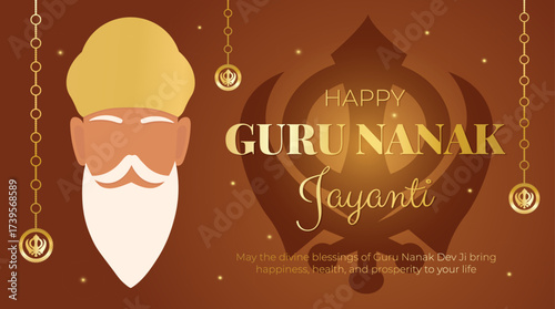 Happy Guru Nanak Jayanti. Design of Banners and Cards. Vector template
