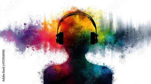 Person with headphones individual listening to audio wearing over ear headphones focused and engaged