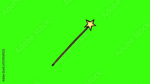 Simple Magic Wand Animation on Green Screen Background.