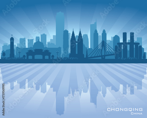 Chongqing China city skyline vector silhouette