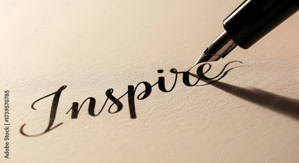 Fototapeta premium Elegant calligraphy writing the word Inspire.
