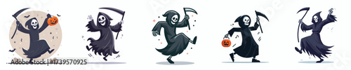 vector ilustrasi grim reaper halloween party