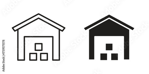 Warehouse icon outline illustration sign