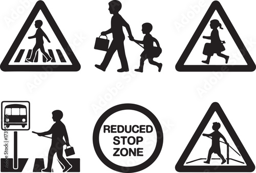 Pedestrian crossing signs and traffic warnings traffic signs