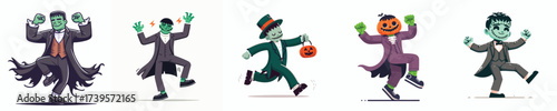 vector man in frankenstein halloween costume
