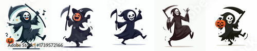 vector ilustrasi grim reaper halloween party
