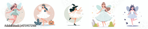 vector woman fairy costume halloween party